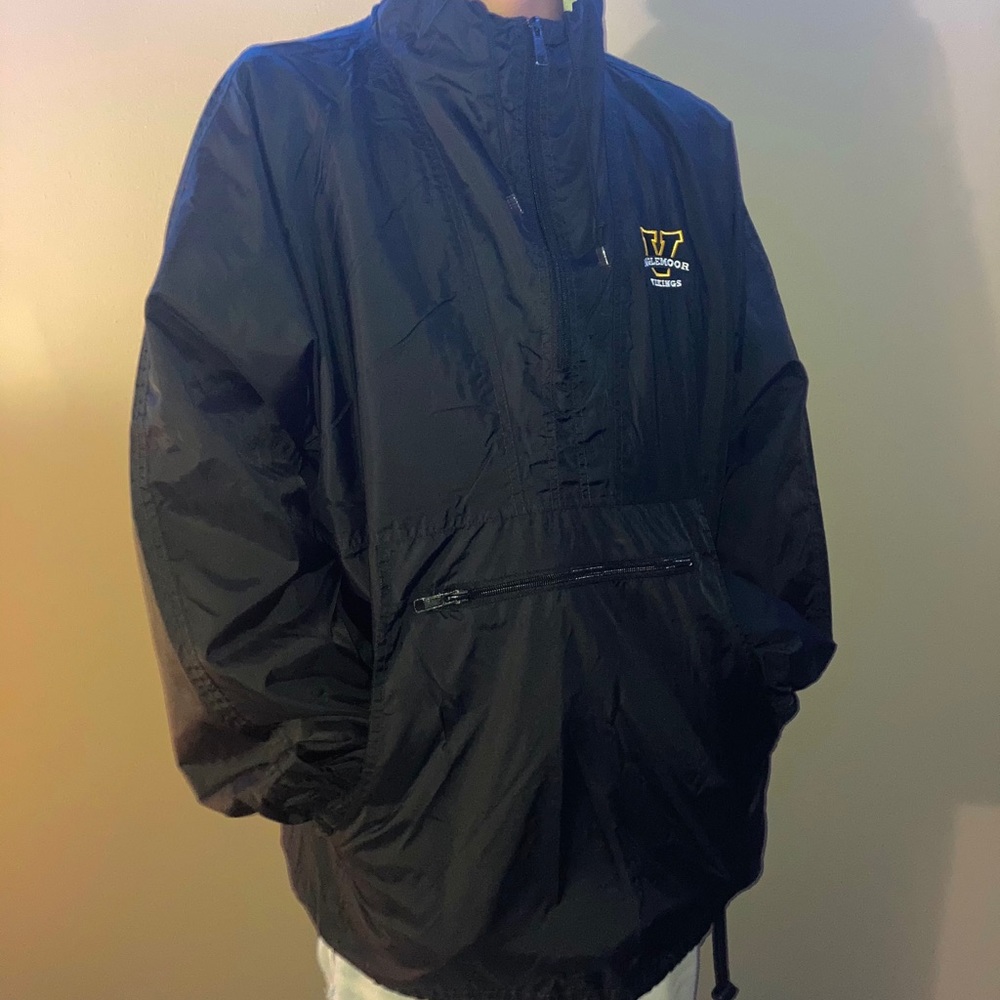 Vintage black half zip windbreaker